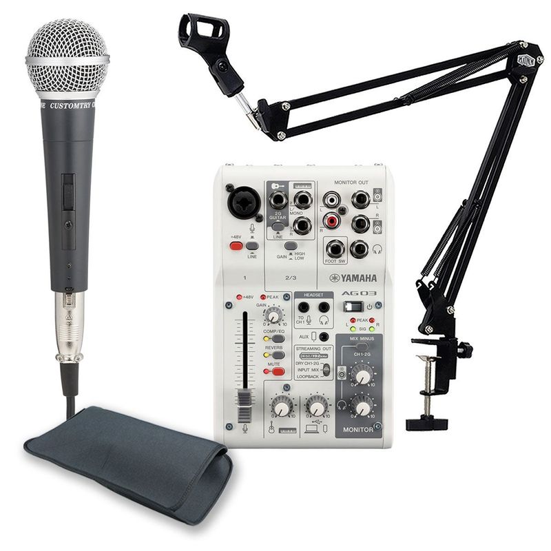 AT2040 ダイナミックマイク YAMAHA AG03mk2 ホワイトのセット YAMAHA ヤマハ / AG03MK2 WHITE 配信スターターセット アームスタンド