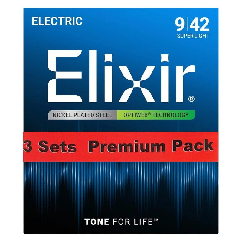 Elixir / 19002-3P Super Light ELECTRIC NICKEL PLATED STEEL WITH OPTIWEB COATING エリクサー 弦 オプティウェブ 【御茶ノ水本店】