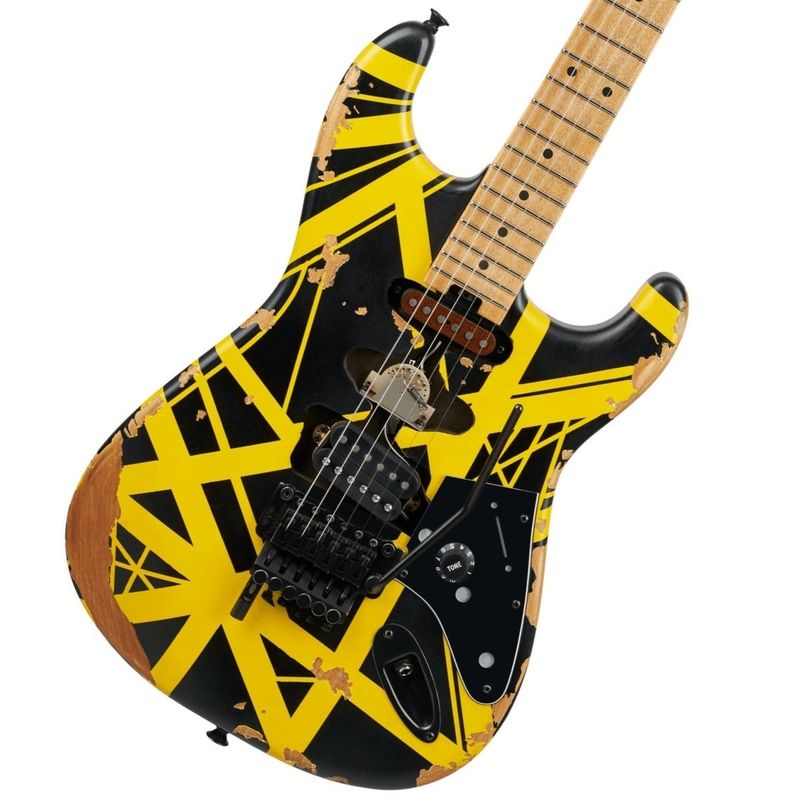 EVH / LTD Striped Series Frankenstein Frankie Maple Fingerboard Black with Yellow Stripes Aged 【福岡店】
