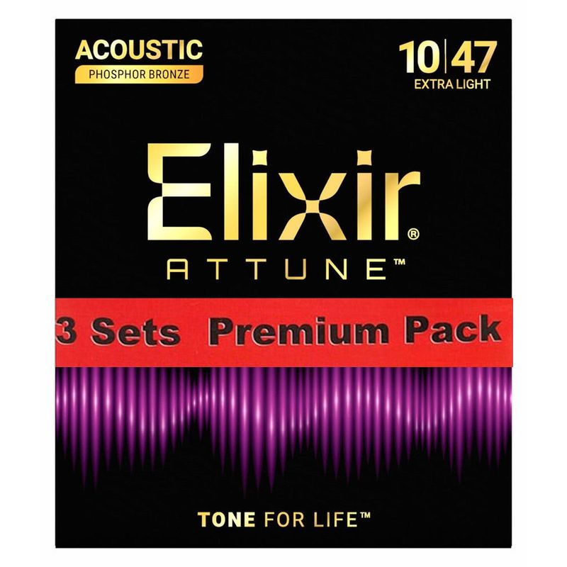 Elixir / 21002 Attune Acoustic Phosphor Bronze Extra Light 3セット