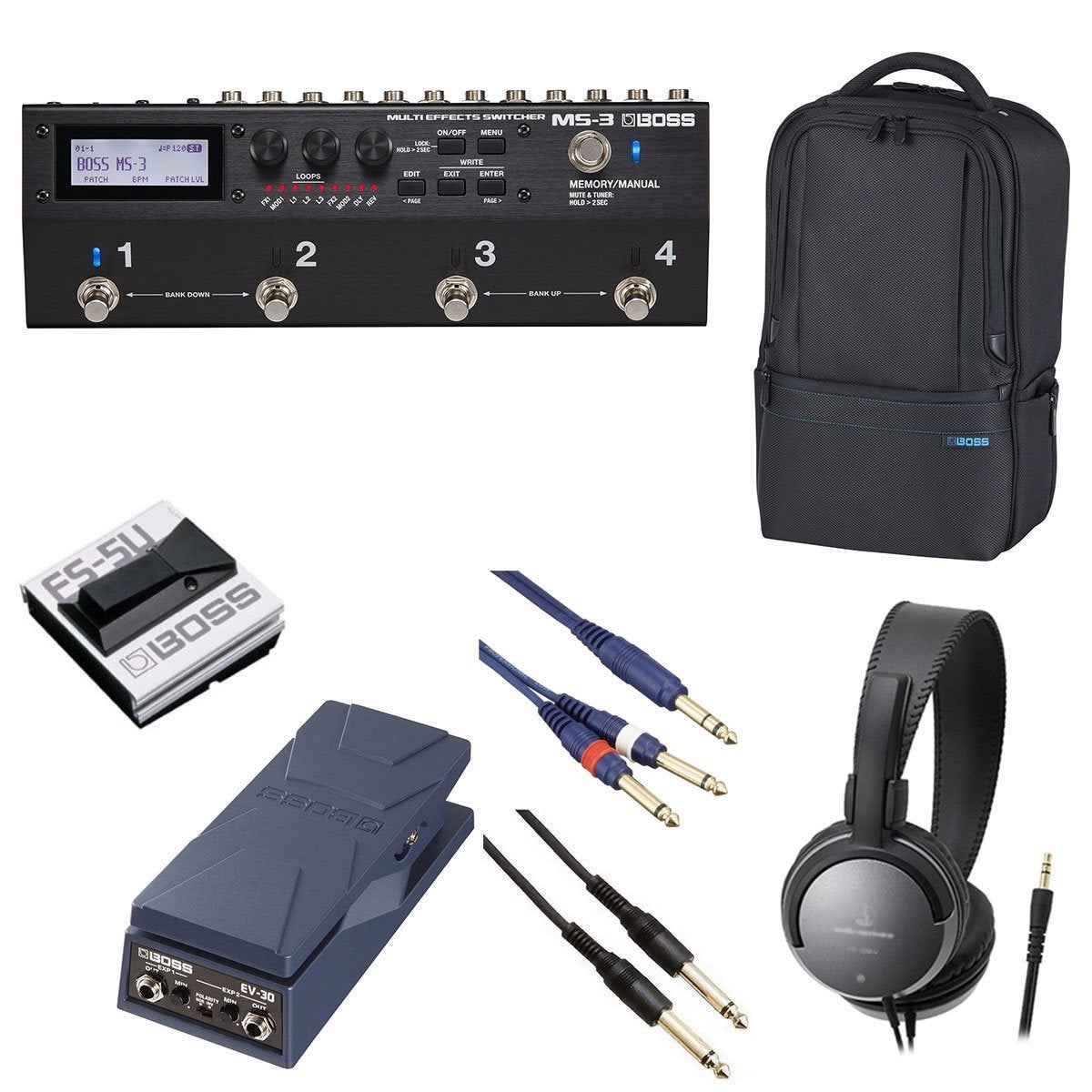 【BOSS MS-3 美品 EV-30付 】付属品完備 動作確認済 初期化済 BOSS / MS-3 マルチスイッチャー[オプションアイテム+BOSS製