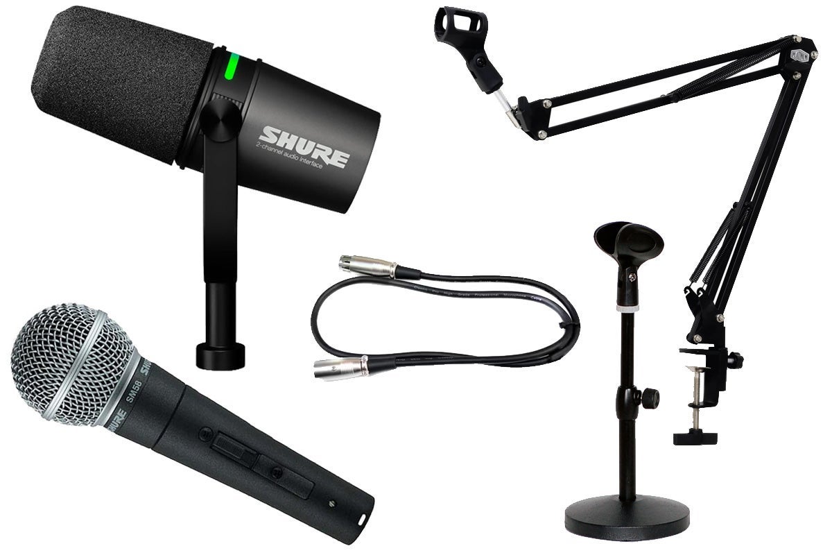 【新品同様】SHURE MV7i マイクロフォン&インターフェース 配信セット SHURE シュア / MV7i (MV7I-J) + SM58-SE [簡単2チャンネル 録音・配信