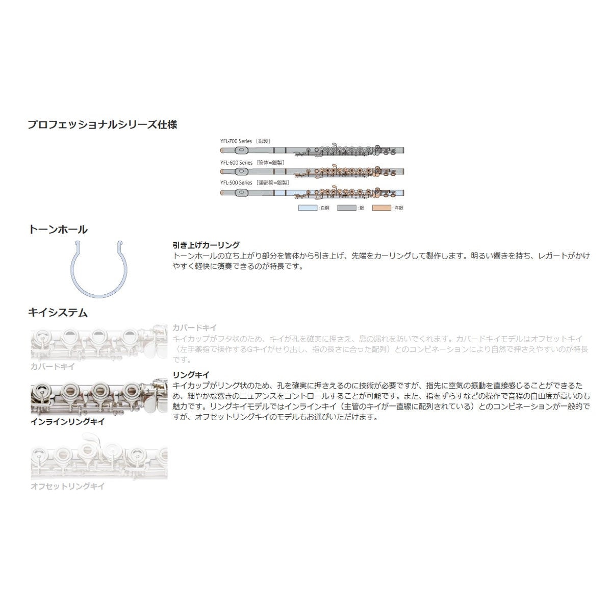 YAMAHA / YFL-697 フルート Finesse 管体銀製 インライン リングキイ E