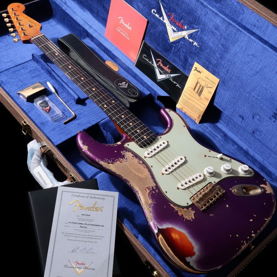 Fender Custom Shop / Master Built 1961 Stratocaster Super Heavy Relic Purple Metallic over Chocolate 3CSB by  Kyle Mcmillin