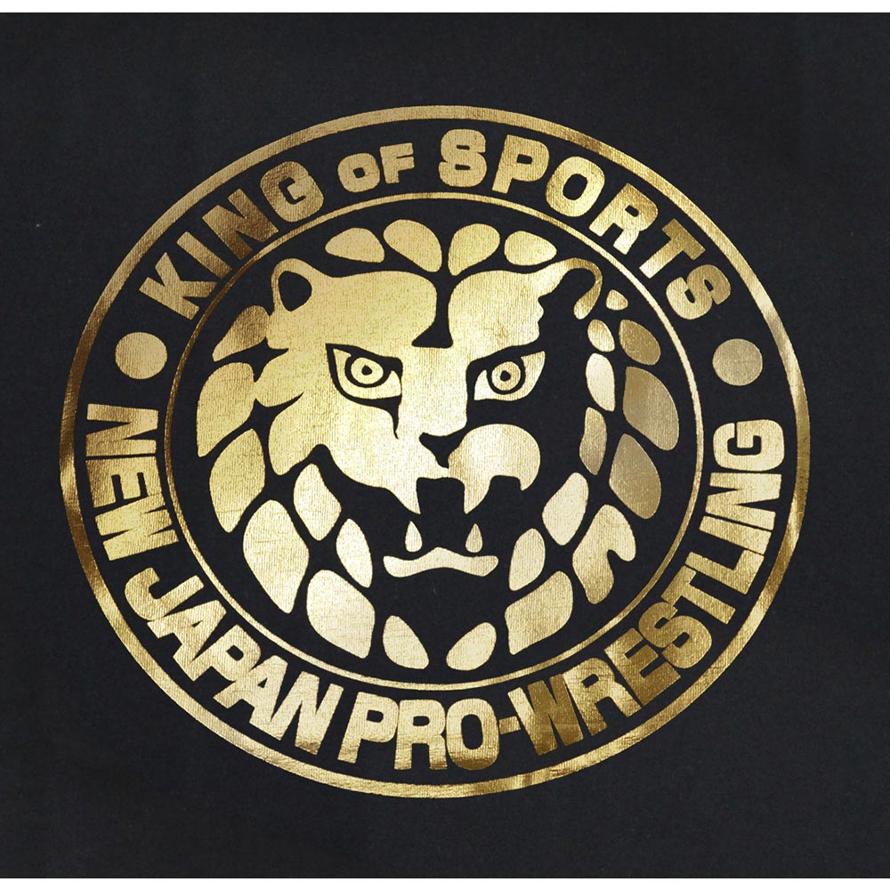 新日本プロレス×久米繊維　ライオンマークTシャツ　ブラック×ゴールド　M