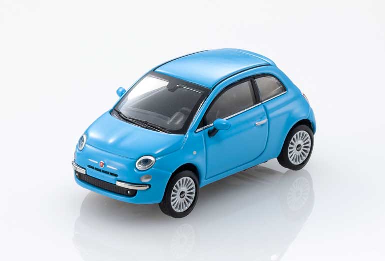 KYOSHO 1/64 フィアット 500 (ブルーヴォラーレ) ミニカー & BOOK