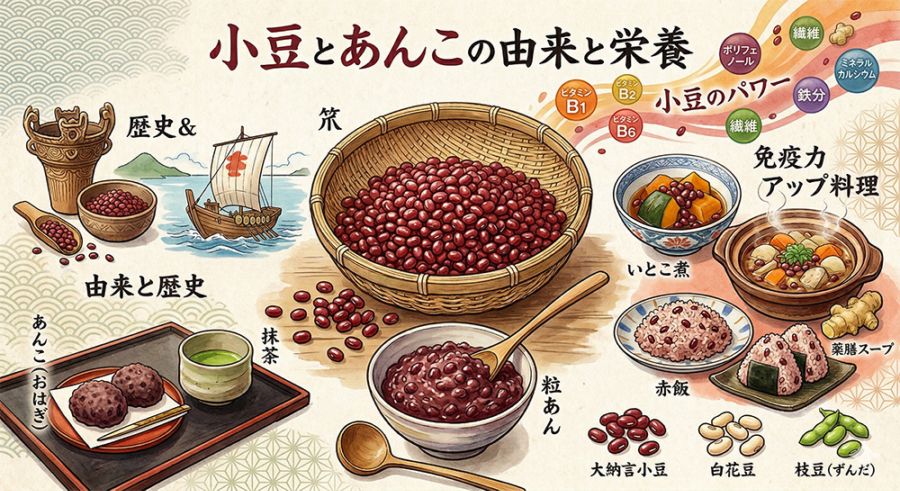 小豆とあんこの由来と栄養