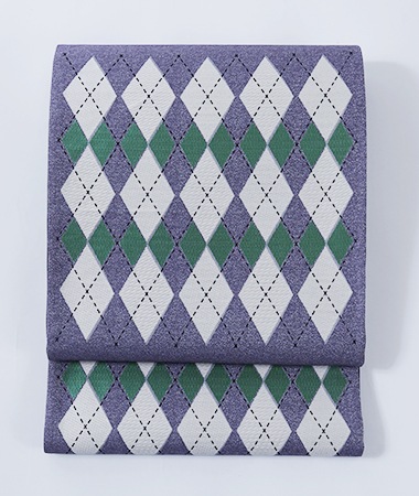 正絹袋帯 正絹袋帯 帯工房やない パープル アーガイル | 袋帯 | 京都