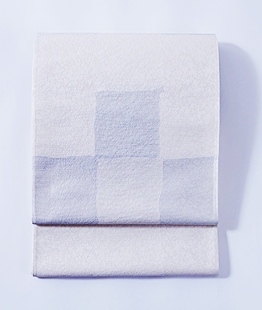 正絹袋帯 正絹袋帯 森本織物 .市松格子 ホワイト | 袋帯 | 京都西陣 帯  