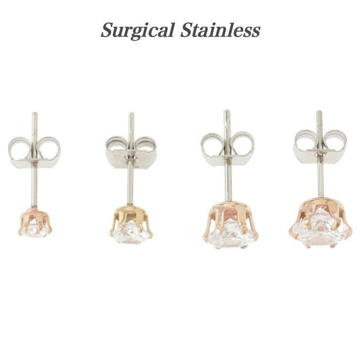 送料込み 選べるサイズ 両耳セット シンプルな1粒ピアス ステンレスピアス ストーン 1粒ピアス ジルコニア 金属アレルギー対応 かわいい 人気 おしゃれ キュービックジルコニア シンプル 石 シルバー ピンク イエロー アレルギーフリー 316L メンズ レディース 19juuku