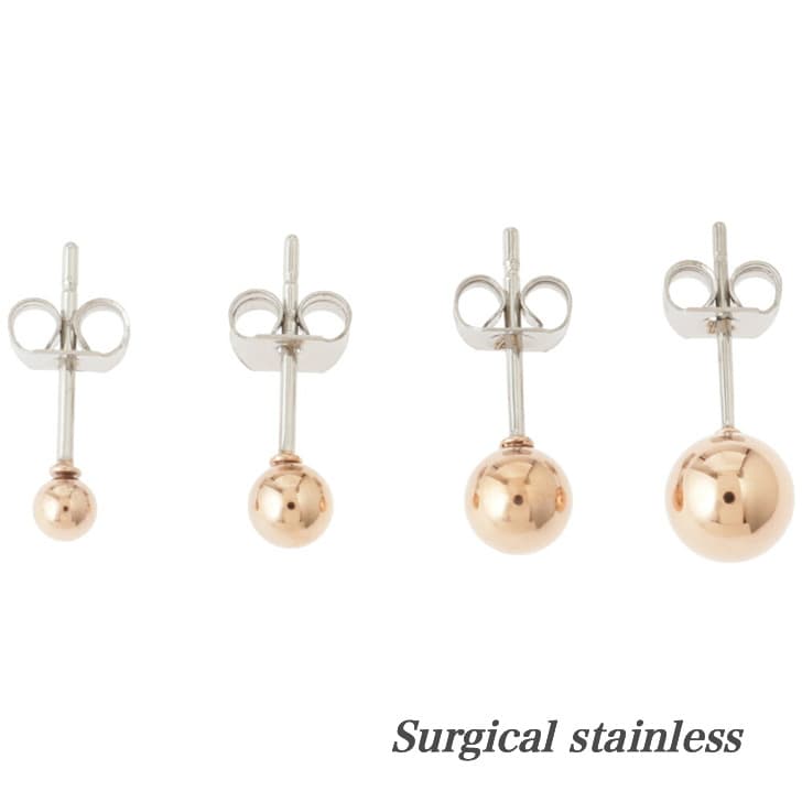 送料込み 医療用サージカルステンレス 選べる大きさ 両耳セット ステンレスピアス 丸玉 ボールピアス ファーストピアス 金属アレルギー対応 シンプル シルバー ピンク イエロー 金 ゴールド アレルギーフリー 316L 誕生日 プレゼント メンズ レディース 19juuku
