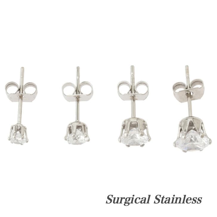 送料込 両耳セット 男女ともに人気ピアス セカンドピアス ピアス 大人 仕事 ステンレスピアス ジルコニア 1粒ピアス キュービック 金属アレルギー対応 シルバー アレルギーフリー 316L 誕生日 プレゼント メンズ レディース サージカル おしゃれ かわいい 19juuku送料無料