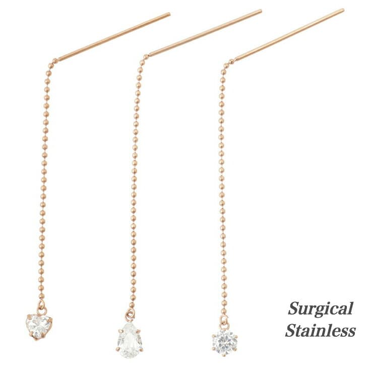 送料込み 両耳セット CREA(クレア)掲載商品 ステンレスピアス ピアス アメリカンピアス チェーンピアス アレルギーフリー対応 金属アレルギー ハート しずく シルバー ピンク イエロー 316L バレンタイン ホワイトデー プレゼント 19juuku