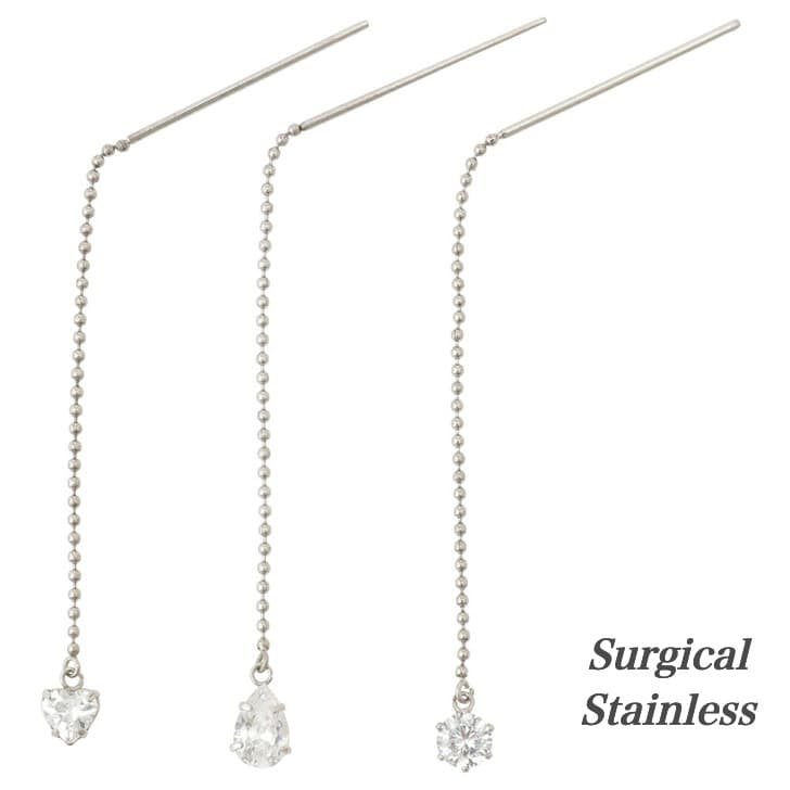 送料込み 両耳セット 選べるデザイン CREA(クレア)掲載商品 ステンレスピアス ピアス アメリカンピアス チェーンピアス ぶらさがり アレルギーフリー かわいい シンプル 仕事 金属アレルギー対応 ストーン キュービックジルコニア 316L バレンタイン レディース 19juuku