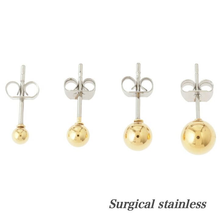 送料込み 選べる4サイズ 3mm 4mm 5mm 6mm 両耳セット ピアス 丸玉 ボールピアス ピアス 金属アレルギー対応 シンプル シルバー ピンク イエロー 金 アレルギーフリー 316L バレンタイン ホワイトデー 誕生日 プレゼント メンズ レディース 19juuku