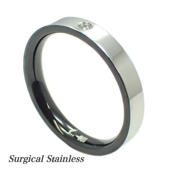 送料込み 選べる8サイズ 内側のカラーがおしゃれなリング 結婚指輪 ステンレスリング リング 指輪 金属アレルギー対応 アレルギーフリー 名入れ 刻印 ペアリング かわいい 316L バレンタイン ホワイトデー プレゼント メンズ レディース ジルコニア 黒 ピンク ブルー I...