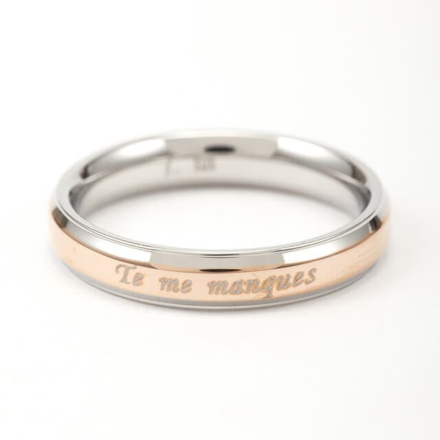 送料込み 医療用サージカルステンレス 選べる8サイズ 色違いでおそろいにできます ステンレスリング メッセージ入りリング 金属アレルギー対応 アレルギーフリー ピンク ペアリング サージカルステンレス 316L 名入れ 刻印 メンズ レディース 19juuku