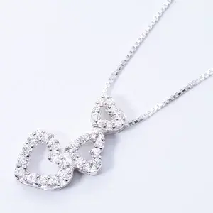 送料込み プレゼントにもおすすめのペンダント ネックレス オープンハート かわいい キラキラ オススメ シルバーネックレス ペアネックレス ハート 華奢 おしゃれ シルバー925 メンズ レディース ジルコニア キュービックジルコニア 19juuku