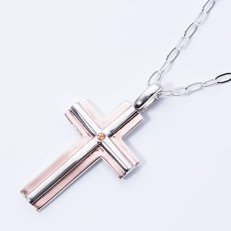 大きめクロスペンダント サファイヤ使用 イタリア製チェーン プレゼントにおすすめ シルバーネックレス ペアネックレス ネックレス 幸せ クロス サファイア おしゃれ かわいい ピンク バレンタイン ホワイトデー プレゼント シルバー925 メンズ レディース 天然石 19juuku