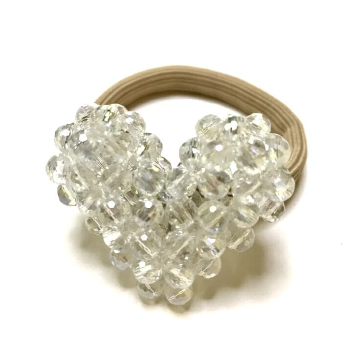 送料込み かわいいヘアゴム ハート かわいい おしゃれ ハンドメイド ビーズヘアゴム ヘアアクセサリー ゴム 可愛い ビーズアクセサリー ビーズ パール 手作り キッズ レディース 女の子 女性 19juuku