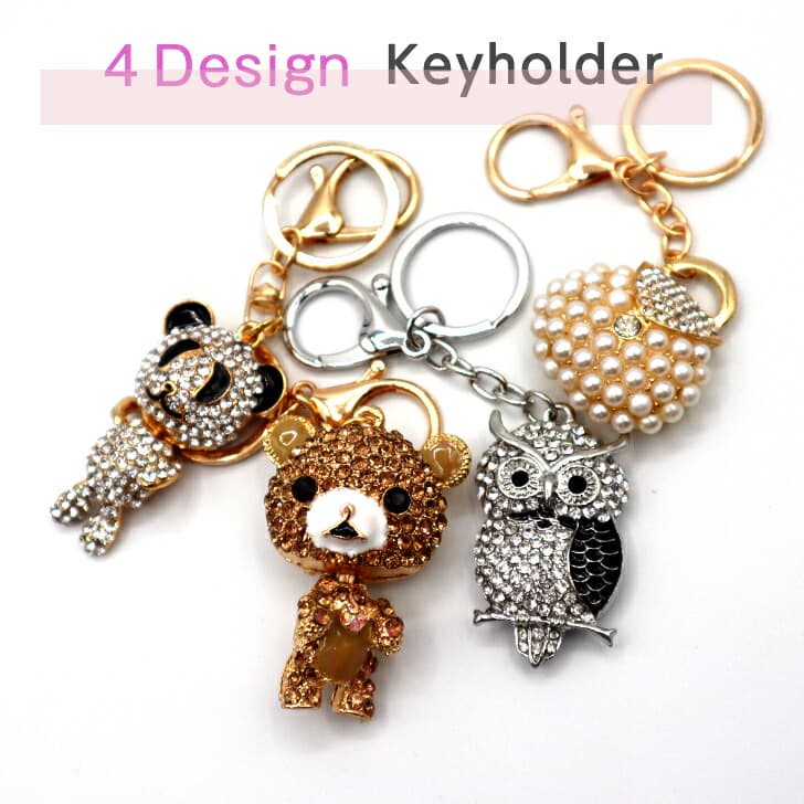 送料込み キラキラ キーホルダー キーリング付 パンダ フクロウ 梟 カバン バッグ BAG クマ ベア 猫 キャット 幸福 幸運 チャーム バックチャーム レディース 猫好き おしゃれ アニマル ストーン ラインストーン デコ かわいい CAT 19juuku