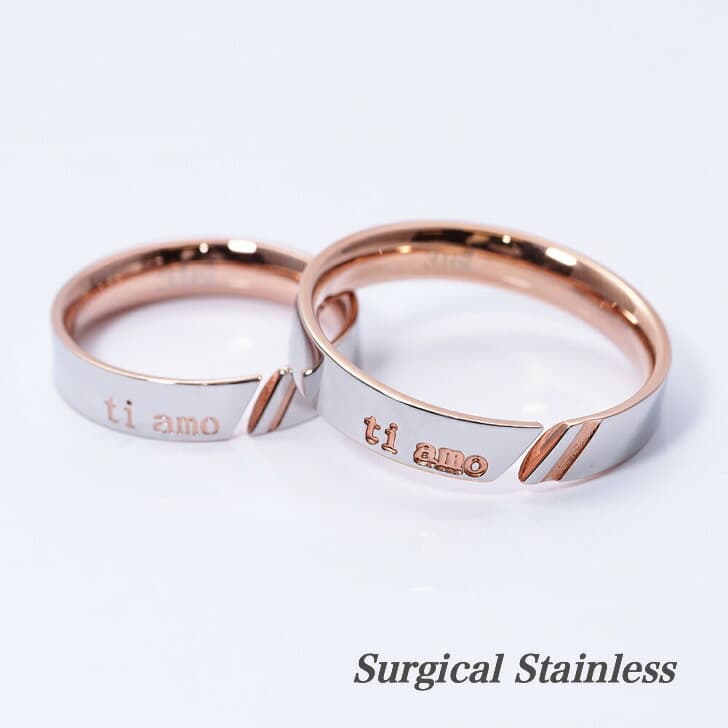 選べるサイズ 内側にカラーが付いた指輪 おしゃれ かわいい ステンレスリング ゴールド ピンク イエロー アレルギーフリー 指輪 金属アレルギー対応 ピンク ペアリング アクセサリー 316L 名入れ メンズ レディース リングケース 箱 大きい 19juuku