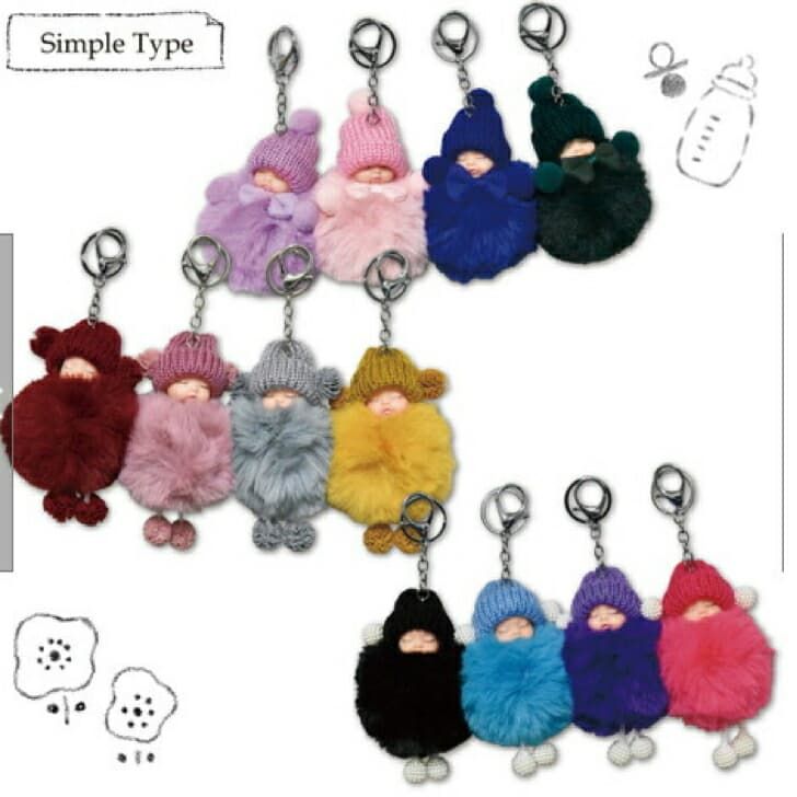 送料込み ふわふわボンボン赤ちゃんチャーム 赤ちゃんキーホルダー ファー付き ふわふわキーホルダー かわいい バックチャーム キーリング キーホルダー キーケース ファー おしゃれ 人気 ピンク パープル 19juuku