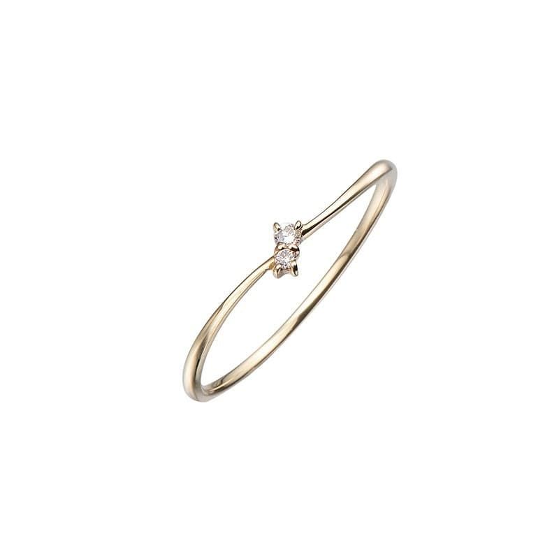 送料込み 豊富なサイズ展開 18金イエローゴールドリング ダイヤモンドリング 結婚指輪 婚約指輪 ダイヤ 指輪 0.02ct 2石 ダイヤモンドリング 誕生日プレゼント ダイヤモンド 人気 安い アレルギーフリー ピンキーリング 金属アレルギー対応 女性