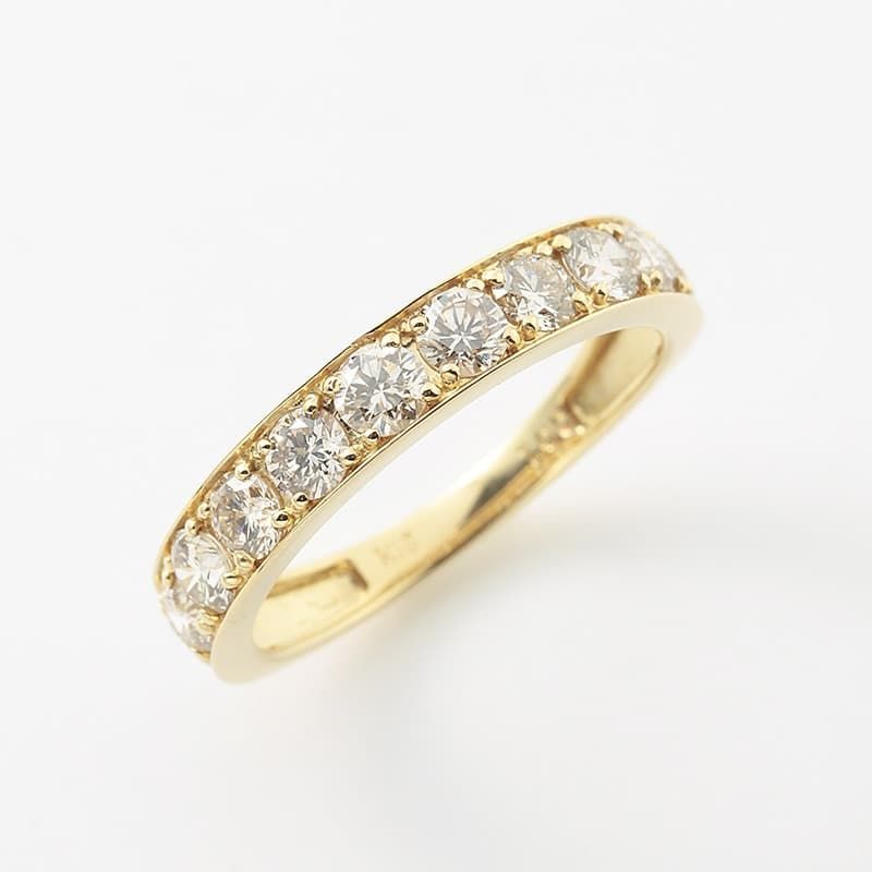 鑑別カード付き 送料込み 豊富なサイズ展開 18金イエローゴールドリング ダイヤモンドリング 結婚指輪 婚約指輪 ダイヤ 指輪 1ct 11石 ダイヤモンドリング 誕生日プレゼント ダイヤモンド 人気 安い アレルギーフリー ピンキーリング 金属アレルギー対応 女性