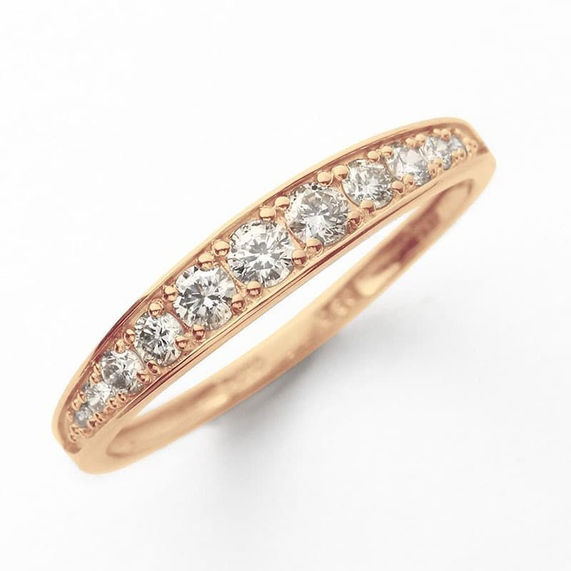 鑑別カード付き 送料込み 豊富なサイズ展開 18金ピンクゴールドリング ダイヤモンドリング 結婚指輪 婚約指輪 ダイヤ 指輪 1ct 11石 ダイヤモンドリング 誕生日プレゼント ダイヤモンド 人気 安い アレルギーフリー ピンキーリング 金属アレルギー対応 女性
