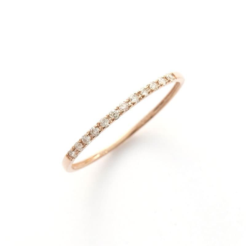 送料込み 豊富なサイズ展開 18金ピンクゴールドリング ダイヤモンドリング 結婚指輪 婚約指輪 ダイヤ 指輪 0.1ct 12石 ダイヤモンドリング 誕生日プレゼント ダイヤモンド 人気 安い アレルギーフリー ピンキーリング 金属アレルギー対応 女性