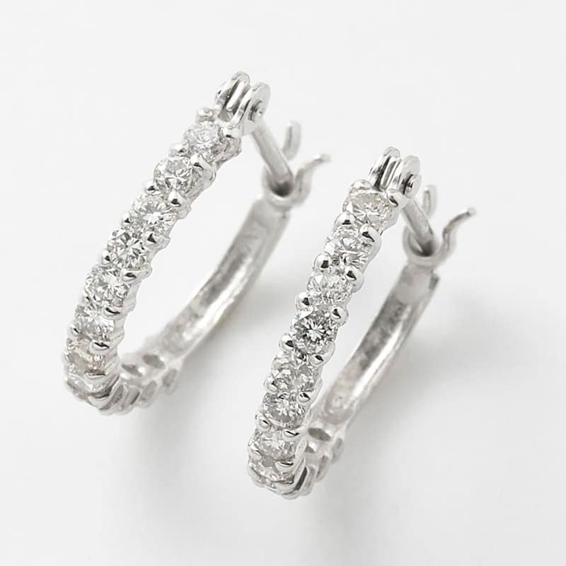 送料込み 18金ホワイトゴールドダイヤモンドピアス エタニティピアス ピアス ダイヤピアス K18ピアス フープピアス  0.3ct 誕生日プレゼント 小さめ かわいい 結婚式 ダイヤモンド ダイヤ ダイア 人気 アレルギーフリー 金属アレルギー対応 女性