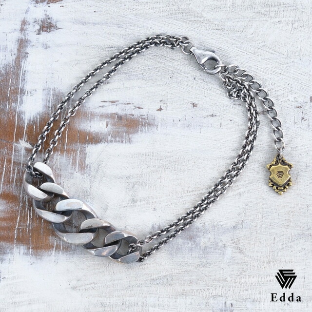 送料込み かっこいいブレスレット ブレスレット シルバーブレス ブレス チェーンブレス キヘイチェーン 喜平 プレート メンズ レディース クリスマス バレンタイン 19juuku Edda エッダ