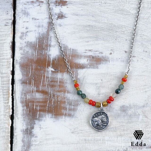 送料込み おしゃれなビーズネックレス ペンダント ネックレス プレゼント シルバーネックレス ペアネックレス ビーズネックレス コインネックレス コイン チェーンネックレス おしゃれ 人気 メンズ レディース 19juuku エッダ Edda