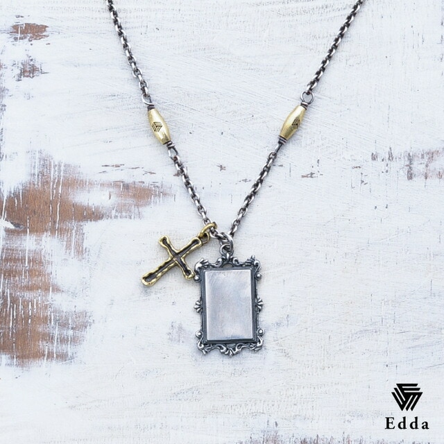送料込み シルバーネックレス ペアネックレス クロスネックレス 十字架 ネックレス 鏡 アンティーク チェーンネックレス おしゃれ かわいい シルバー 人気 華奢 メンズ レディース 19juuku エッダ Edda