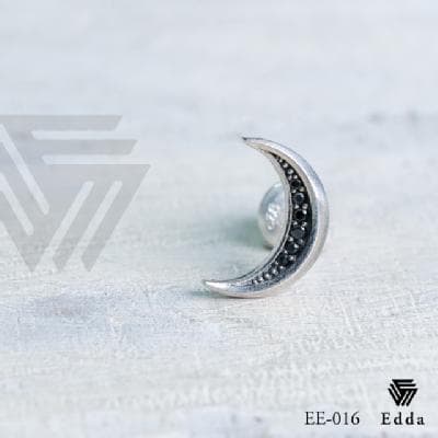 送料込み ムーンピアス 月 シルバーピアス ピアス シルバー925 ジルコニア キュービック ブラック ブラックキュービック アンティーク加工 いぶし加工 メンズ レディース クリスマス バレンタイン ホワイトデー 19juuku Edda エッダ