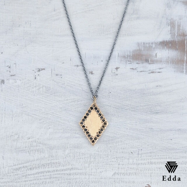 送料込み おしゃれネックレス シルバーネックレス シルバーチェーン ネックレス K10 ひし形 ネックレス 燻し加工 ロングチェーン アンティーク Edda エッダ