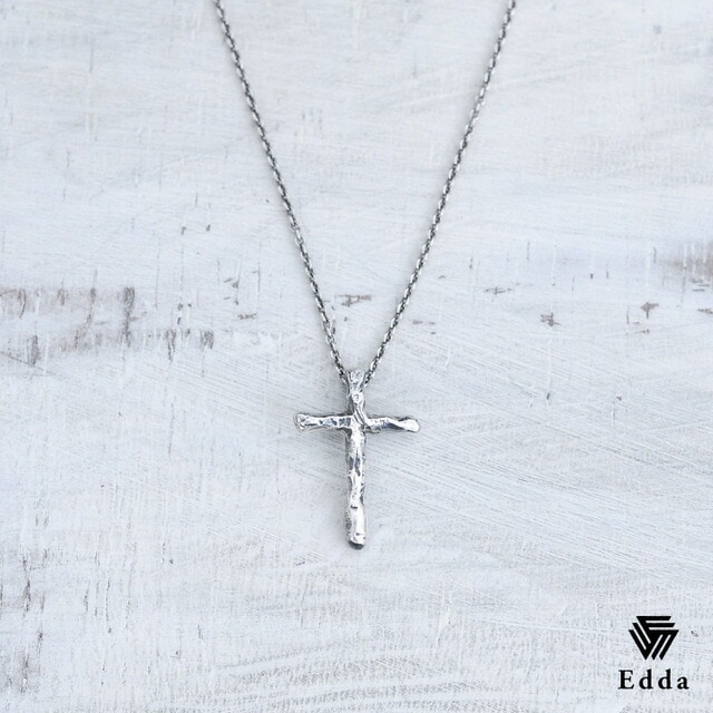 送料込み シルバーネックレス シルバーチェーン シルバー925 クロス クロスネックレス 十字架 燻し加工 かわいい かっこいい おしゃれ ロングチェーン アンティーク メンズ クリスマス バレンタイン ホワイトデー 19juuku Edda エッダ