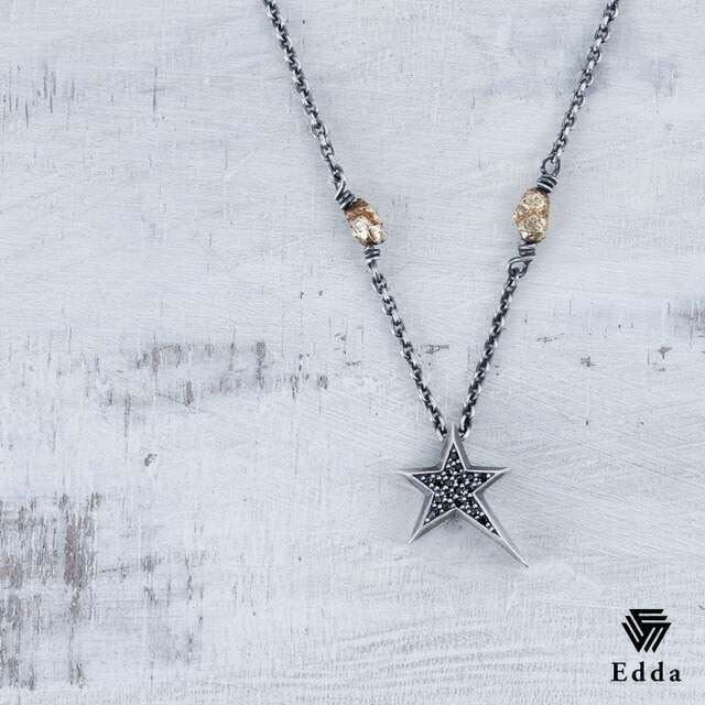 送料込み スターがかっこいいネックレス シルバーネックレス シルバーチェーン 星 スター 隕石 星流 ネックレス シルバー925 燻し加工 ロングチェーン アンティーク メンズ クリスマス おしゃれ かっこいい 人気 19juuku Edda エッダ