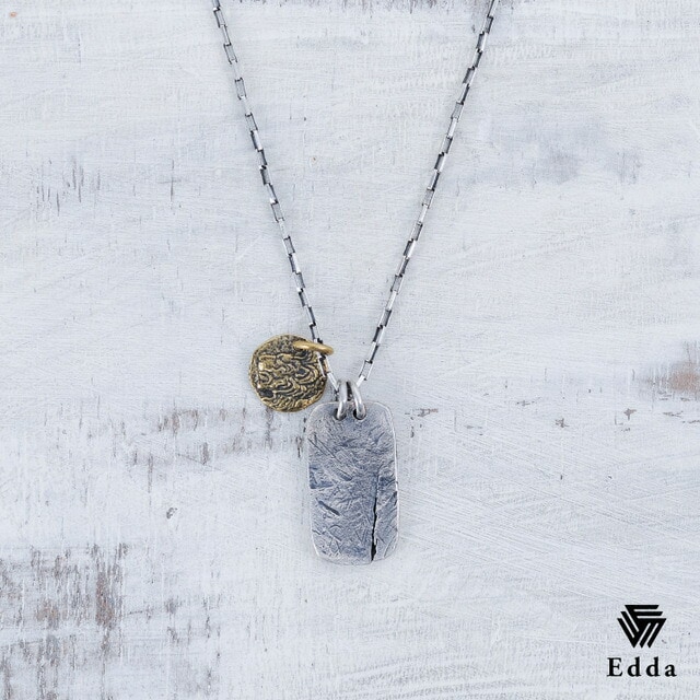 送料込み シルバーネックレス シルバーチェーン プレート ドッグタグ おしゃれ かっこいい 人気 ネックレス プレゼント シルバー925 燻し加工 ロングチェーン アンティーク メンズ クリスマス バレンタイン ホワイトデー 19juuku Edda エッダ