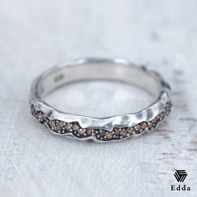 送料込み 選べるサイズ おしゃれなリング シャンパンゴールドの石が個性的 かっこいい おしゃれ 指輪 リング シルバー925 ジルコニア キュービック ブラック アンティーク加工メンズ レディース 19juuku Edda エッダ