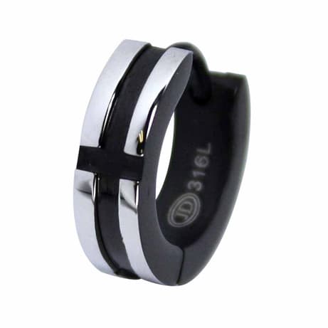 送料込み アレルギーの出にくいピアス ステンレス クロスフープピアス ステンレスピアス アレルギーフリー 金属アレルギー対応 ピアス かっこいい おしゃれ シルバー 華奢 プレゼント 316L メンズ レディース JURER DEUX ハートオブコンセプト