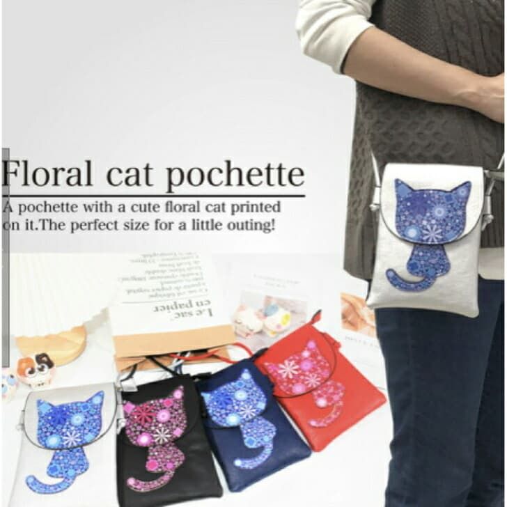 選べる4色 ショルダーバッグ レディース ミニ 軽量 小物入れ スマホ おしゃれ 猫 斜めがけ 軽い 40代 30代 20代 即納 買い物かばん 折りたたみ ショッピングバッグ ショッピング サブバッグ コンパクト