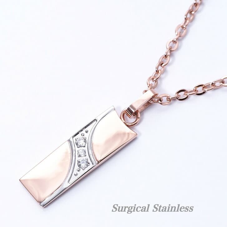 送料込み 選べるカラー 上品なネックレス ペンダント おしゃれ かわいい 刻印可能 ステンレスネックレス ペアネックレス ネックレス 金属アレルギー対応 ピンク 普段使い アレルギーフリー バレンタイン 316L 名入れ 刻印 メンズ レディース ジルコニア