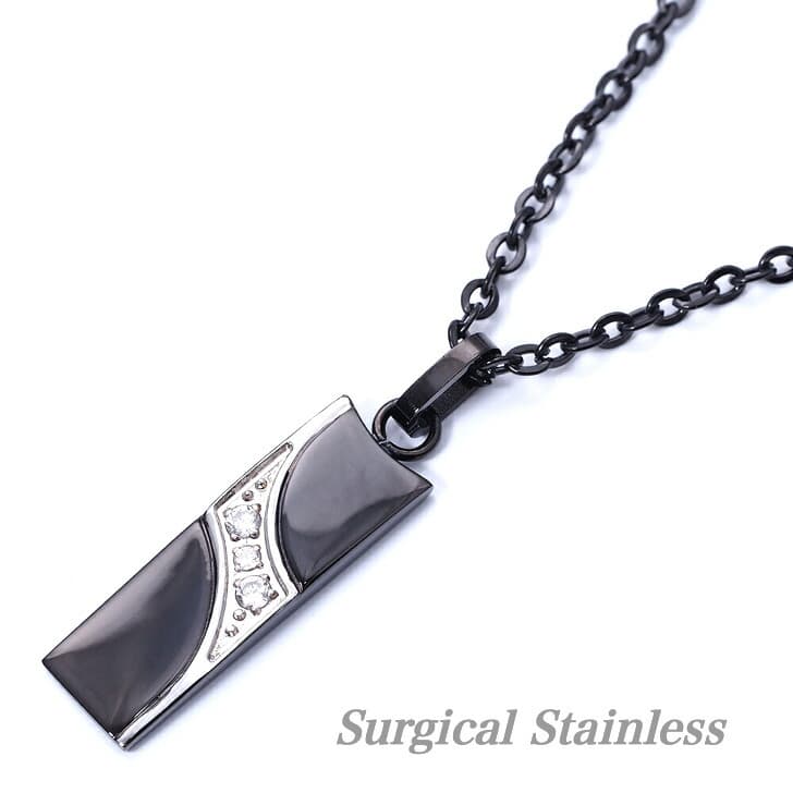 送料込み 選べるカラー おしゃれネックレス 刻印可能 かっこいい ステンレスネックレス ペアネックレス ペンダント 金属アレルギー対応 アレルギーフリー シルバー ブラック 黒 バレンタイン ホワイトデー プレゼント 316L 名入れ 無料 メンズ レディース ジルコニア