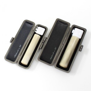 銀行印・認印セット/牛角(純白)/15・12/(各クロムサインケース付)|牛角（純白）|個人用-銀行印・認印セット