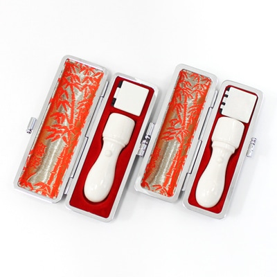 会社実印・銀行印セット/本象牙(極上)［天丸］/16.5・16.5/【各黒モミ