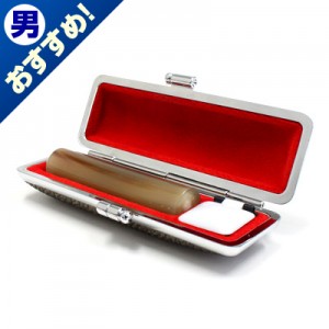 銀行印/牛角(色入)/13.5mm丸(カラーモミケース付)|牛角(色入)|個人用-銀行印