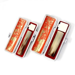実印・銀行印セット/牛角(色入)/16.5・12/(各黒モミ皮ケース付)|牛角(色入)|個人用-実印・銀行印セット