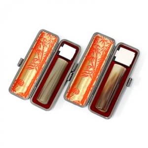 実印・銀行印セット/牛角(色入)/16.5・15/(各本トカゲケース付)|牛角(色入)|個人用-実印・銀行印セット